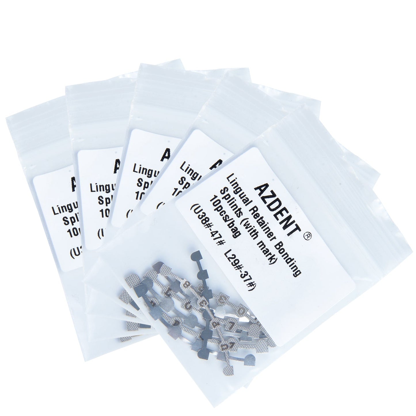 5 Bags AZDENT Dental Lingual Retainer Bonding Splits U#38-47 & L#29-37 With Mark 10pcs/Bag - azdentall.com