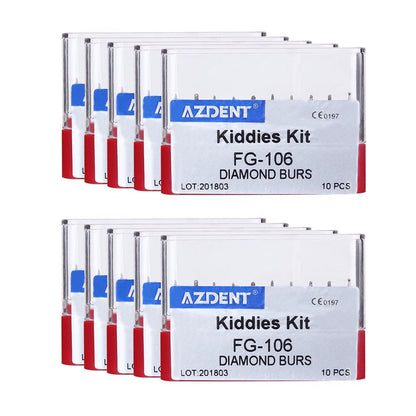 AZDENT Dental Diamond Bur FG-106 Kiddies Kit 10pcs/Kit-azdentall.com
