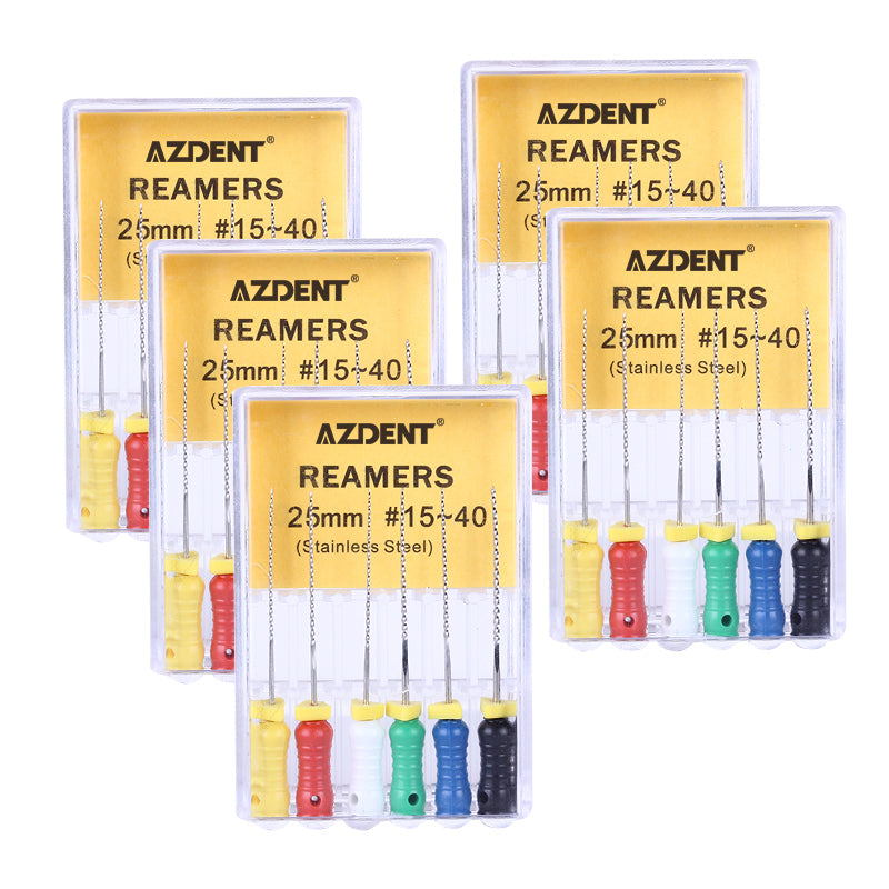 AZDENT Dental Hand Files Stainless Steel Reamers 25mm #15-40 6pcs/Box-azdentall.com