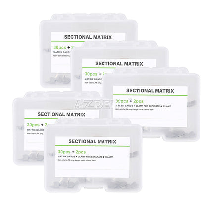 5pcs Dental Sectional Contoured Metal Matrices Matrix Refill F1 30pcs Bands And 2 Rings