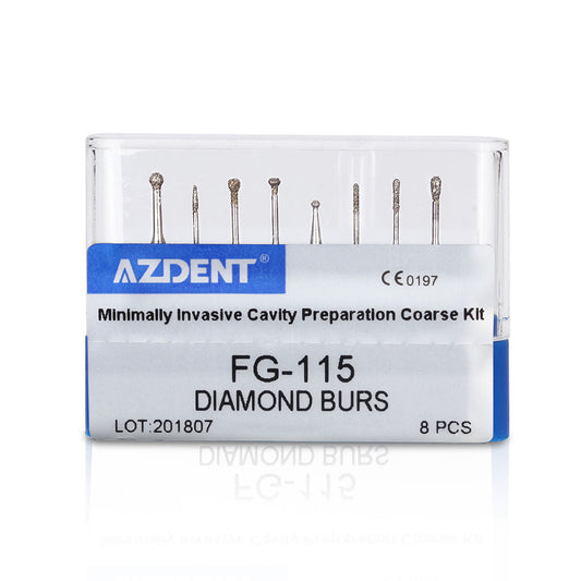 AZDENT Dental Diamond Bur FG-115 Minimally Invasive Cavity Preparation Coarse Kit 8pcs/Kit-azdentall.com