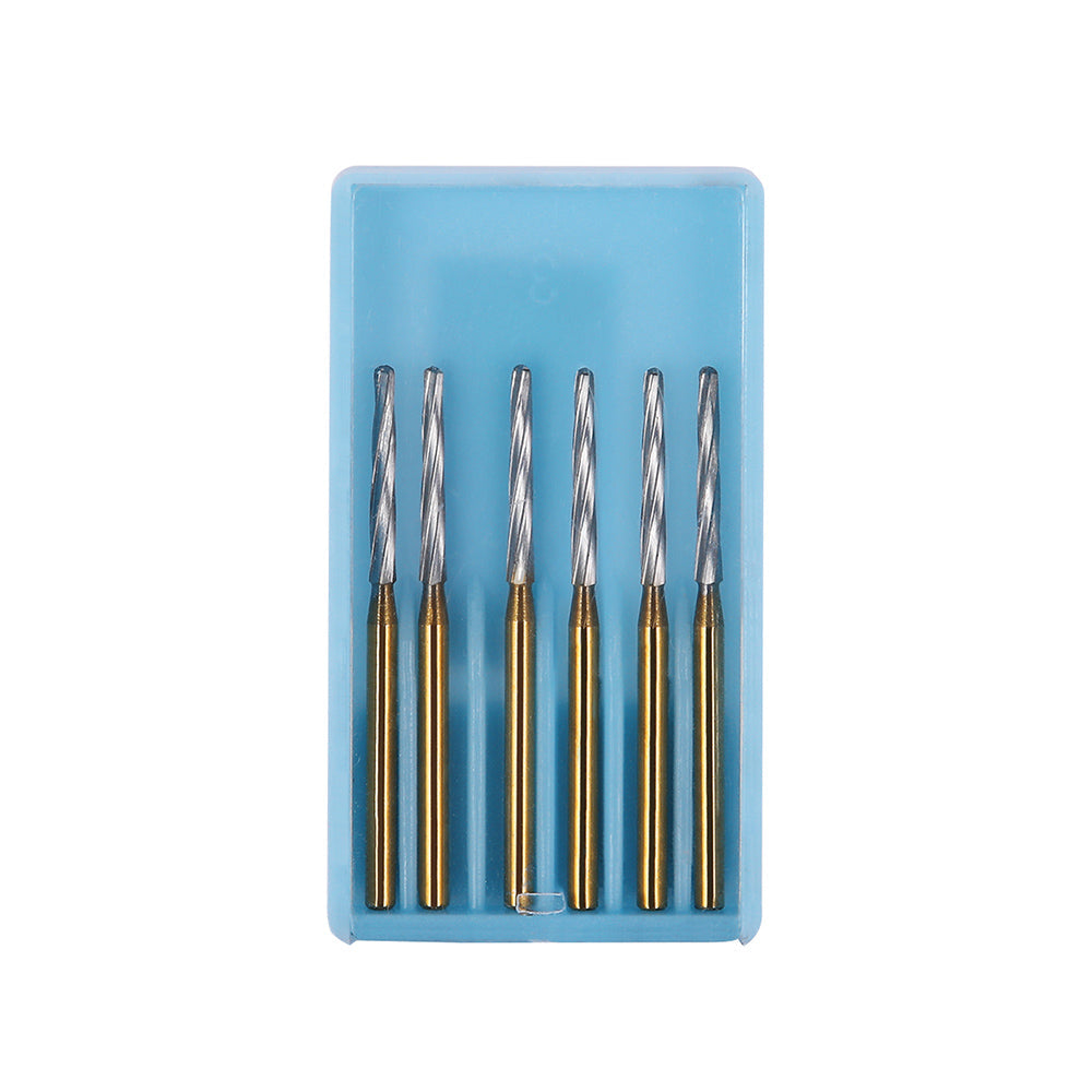 Dental FG Carbide Finishing Burs 28mm Gold 6pcs/Box - azdentall.com