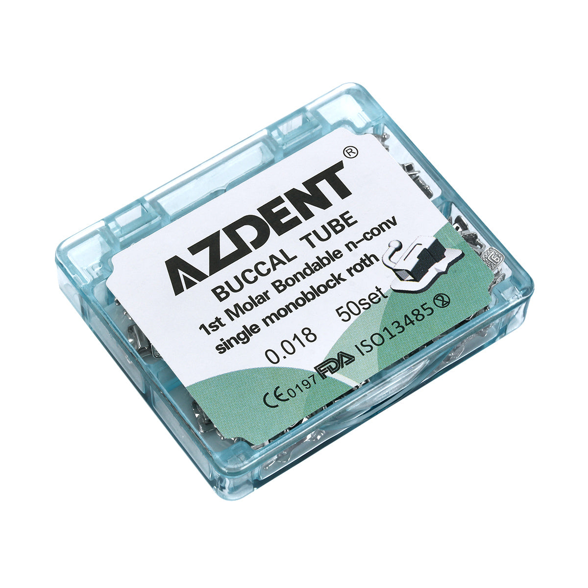 AZDENT Dental Orthodontic Buccal Tube 1st Molar Bondable Monoblock Non-convertible Roth 0.018 50Sets/Box - azdentall.com