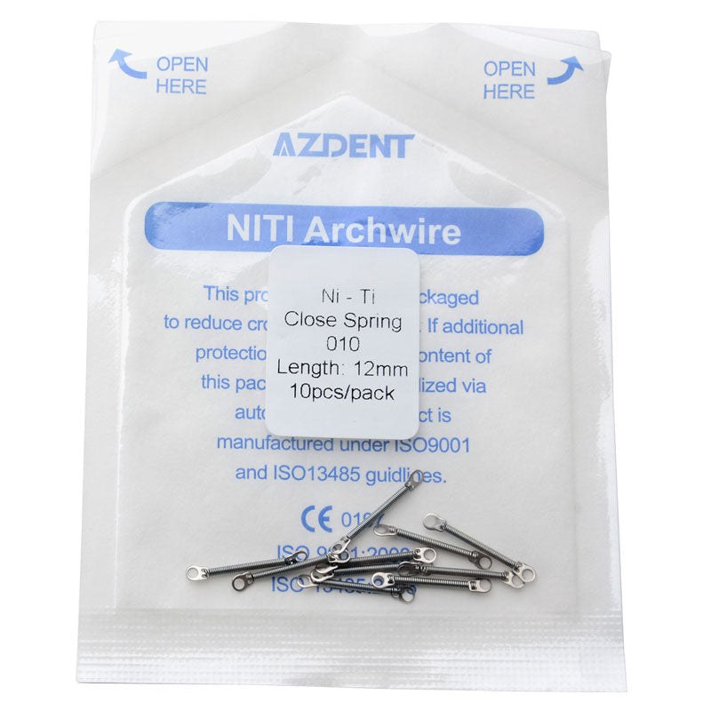 AZDENT Dental Orthodontic Accessory Closed Coil Spring 0.010 12mm 10pcs/Bag - azdentall.com