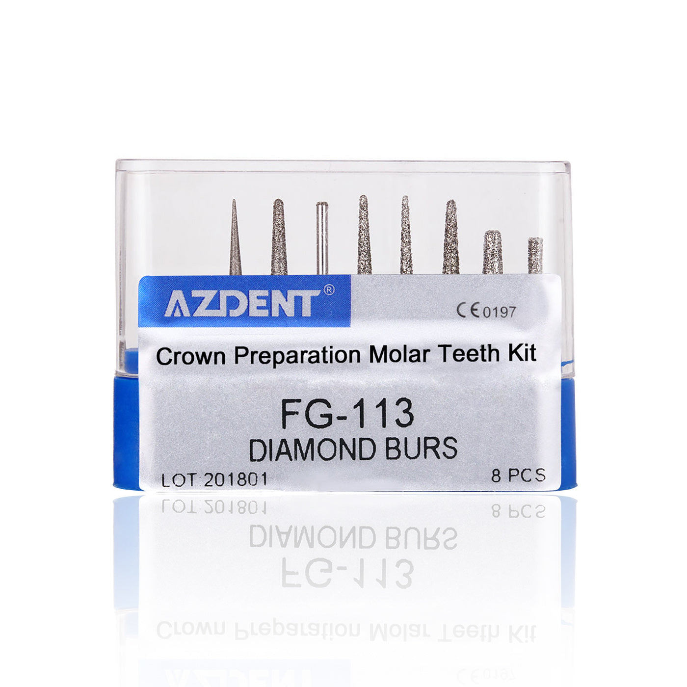 AZDENT Dental Diamond Bur FG-113 Crown Preparation Molar Teeth Kit 8pcs/Kit-azdentall.com