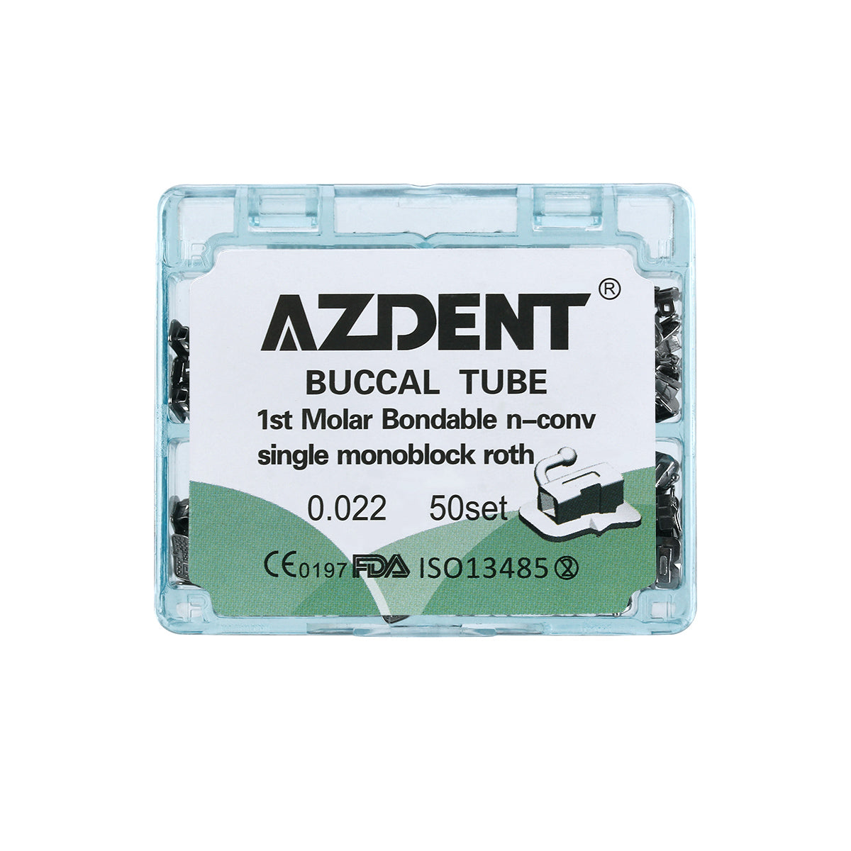 AZDENT Dental Orthodontic Buccal Tube 1st Molar Bondable Monoblock Non-convertible Roth 0.022 50Sets/Box - azdentall.com