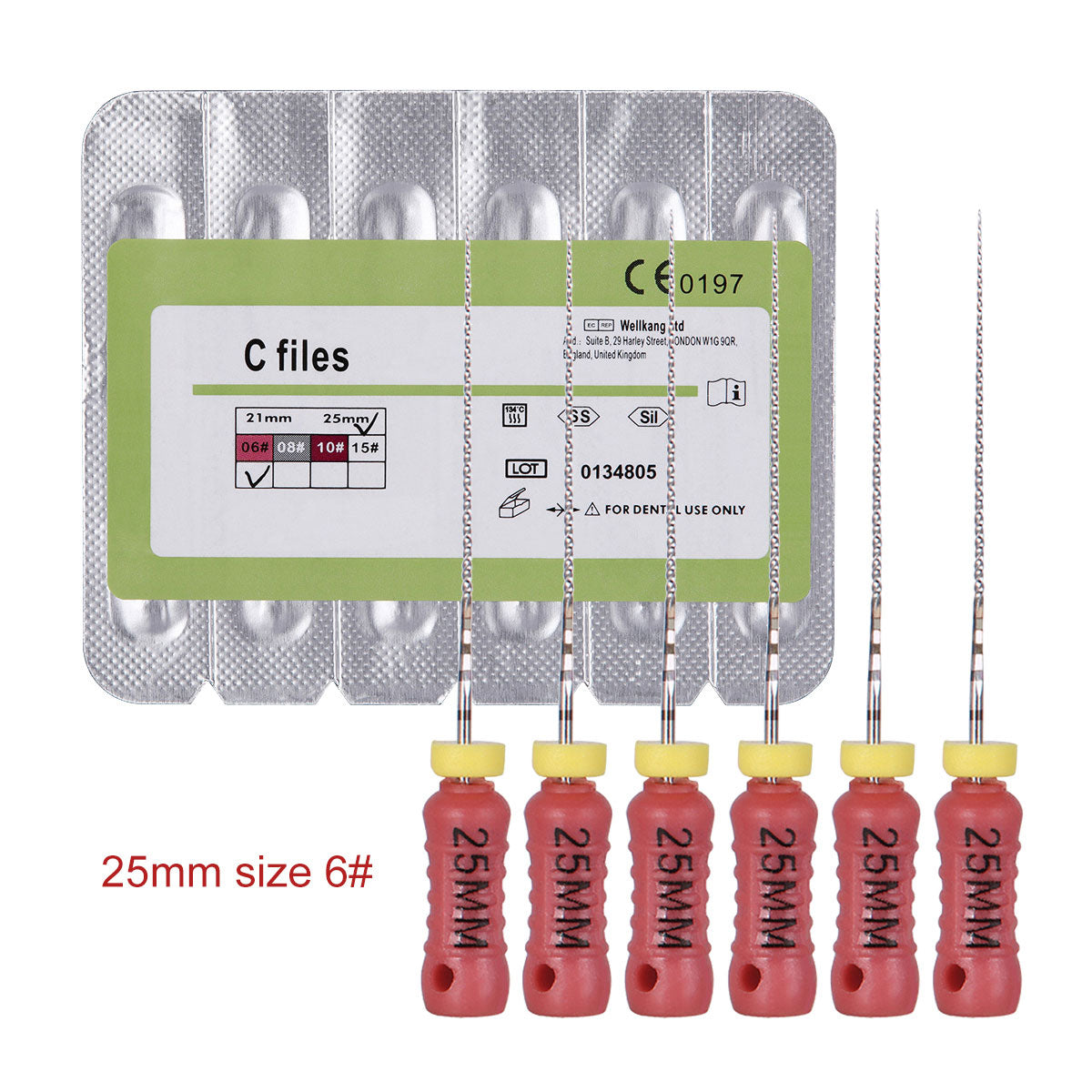 Dental C Files Hand Use Stainless Steel 25mm #6 6pcs/Pack-azdentall.com