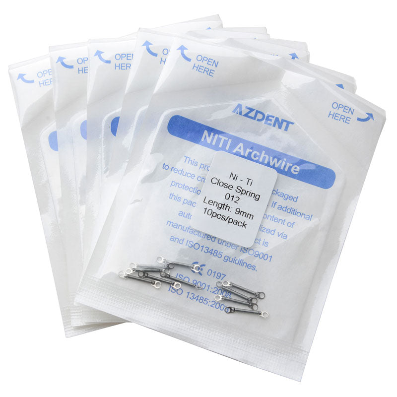 5 Packs AZDENT Dental Orthodontic Accessory Closed Coil Spring 0.012 9mm 10pcs/Bag - azdentall.com