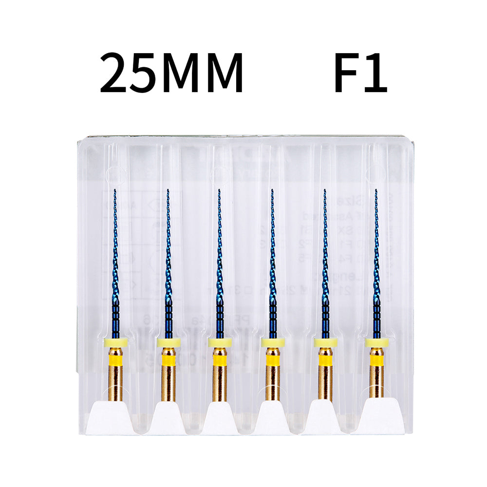 AZDENT Dental NITI Rotary Engine Files Heat Activated 25mm F1 6pcs/Pk-azdetall.com