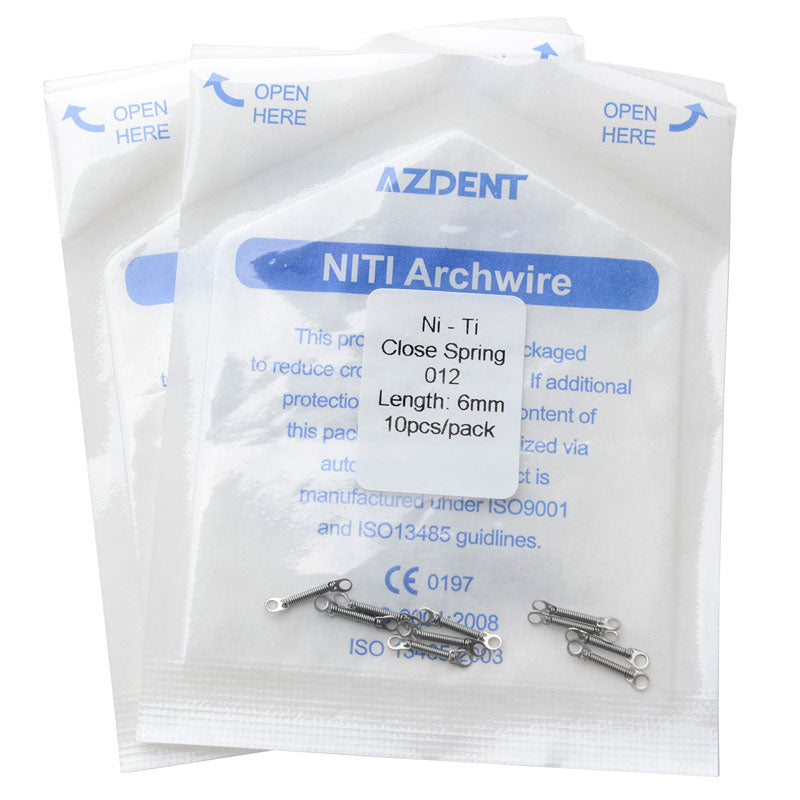 2 Packs AZDENT Dental Orthodontic Accessory Closed Coil Spring 0.012 6mm 10pcs/Bag - azdentall.com