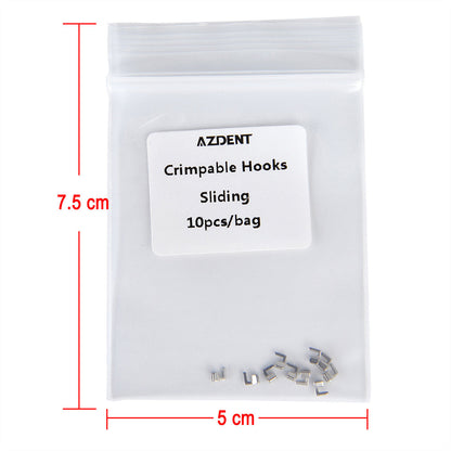 AZDENT Crimpable Hooks Sliding Stainless Steel Accessory 10pcs/Bag - azdentall.com