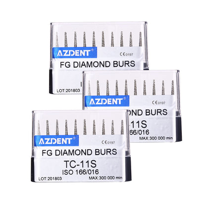 AZDENT FG Diamond Burs TC-11S 10pcs/Box-azdentall.com