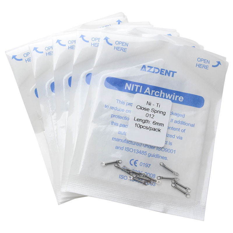 5 Packs AZDENT Dental Orthodontic Accessory Closed Coil Spring 0.012 6mm 10pcs/Bag - azdentall.com