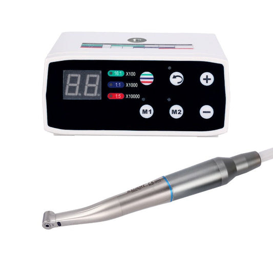 Dental LED Brushless E Type Electric Internal Micro Motor & 1:1 LED Fiber Optic Push Contra Angle Handpiece Set - azdentall.com