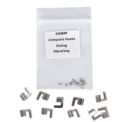 AZDENT Crimpable Hooks Sliding Stainless Steel Accessory 10pcs/Bag - azdentall.com