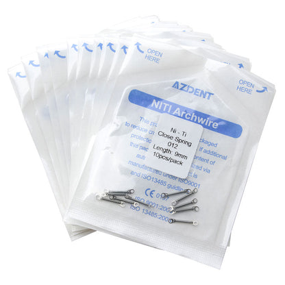 10 Packs AZDENT Dental Orthodontic Accessory Closed Coil Spring 0.012 9mm 10pcs/Bag - azdentall.com