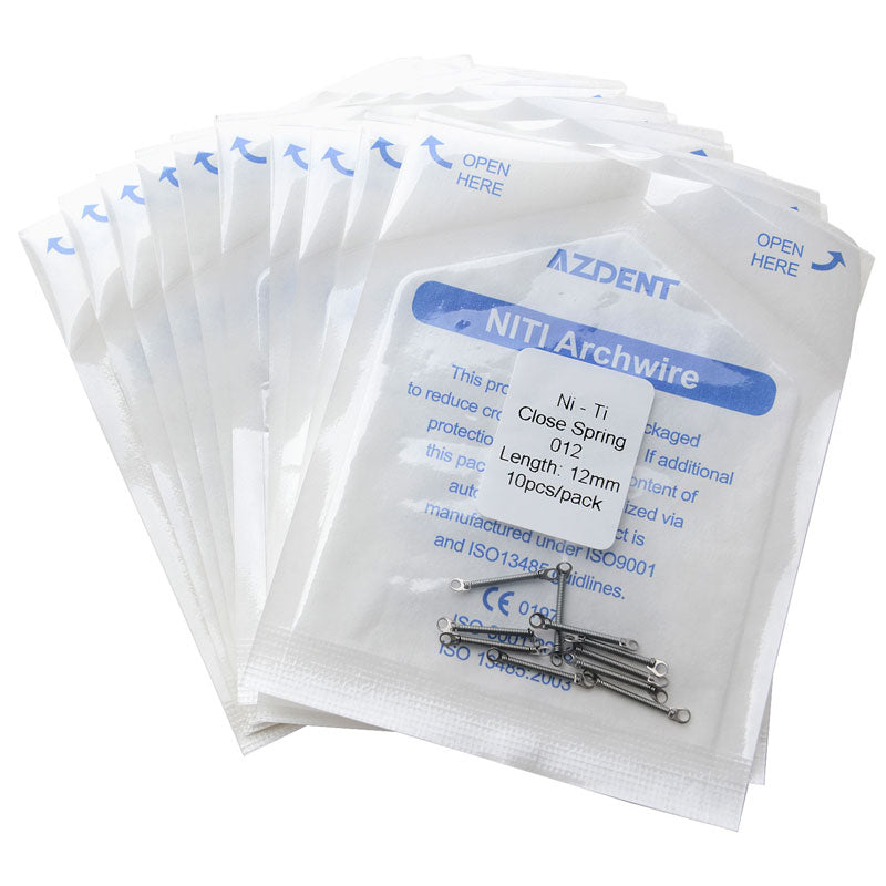 10 Packs AZDENT Dental Orthodontic Accessory Closed Coil Spring 0.012 12mm 10pcs/Bag - azdentall.com