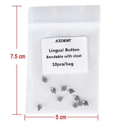 AZDENT Dental Lingual Button Bondable with Cleat Mesh Round, 10pcs/Bag - azdentall.com