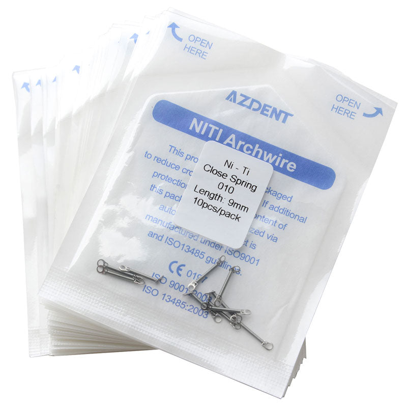 20 Packs AZDENT Dental Orthodontic Accessory Closed Coil Spring 0.010 9mm 10pcs/Bag - azdentall.com