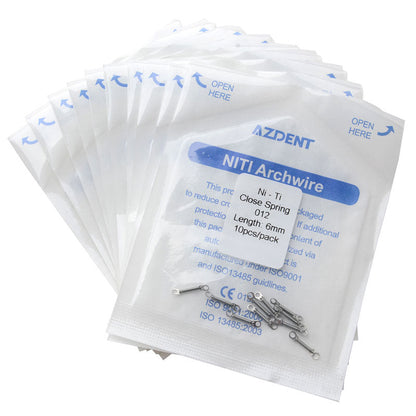 10 Packs AZDENT Dental Orthodontic Accessory Closed Coil Spring 0.012 6mm 10pcs/Bag - azdentall.com