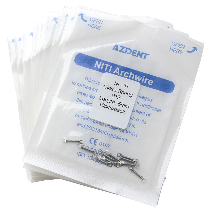20 Packs AZDENT Dental Orthodontic Accessory Closed Coil Spring 0.012 6mm 10pcs/Bag - azdentall.com