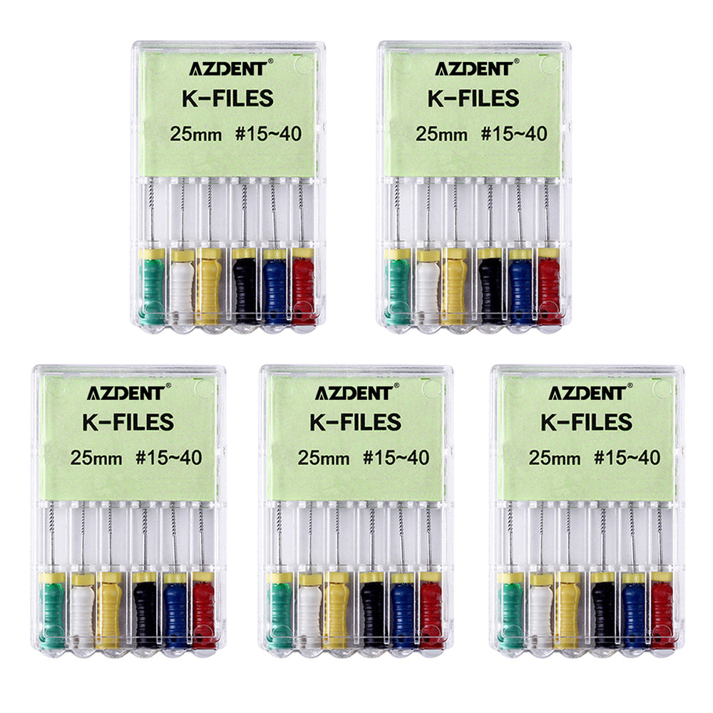 AZDENT Dental NiTi K-Files Hand Use 25mm Assorted #15-40 6pcs/Pack-azdentall.com