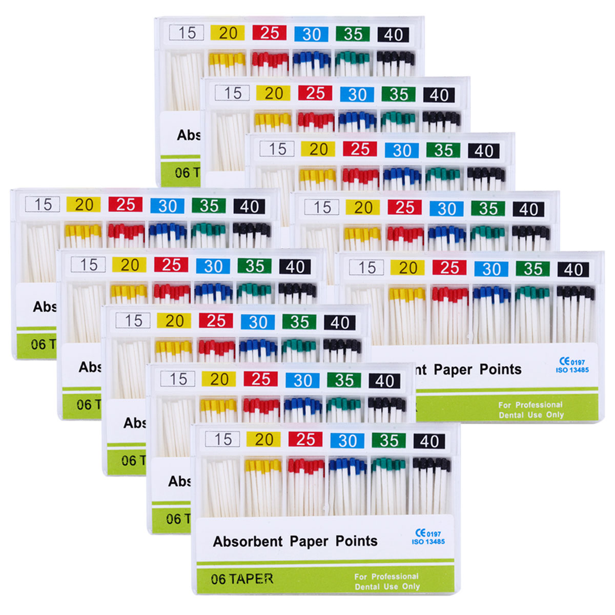 Absorbent Paper Points #15-40 Taper Size 0.06 Color Coded 7 Models 100/Box-azdentall.com