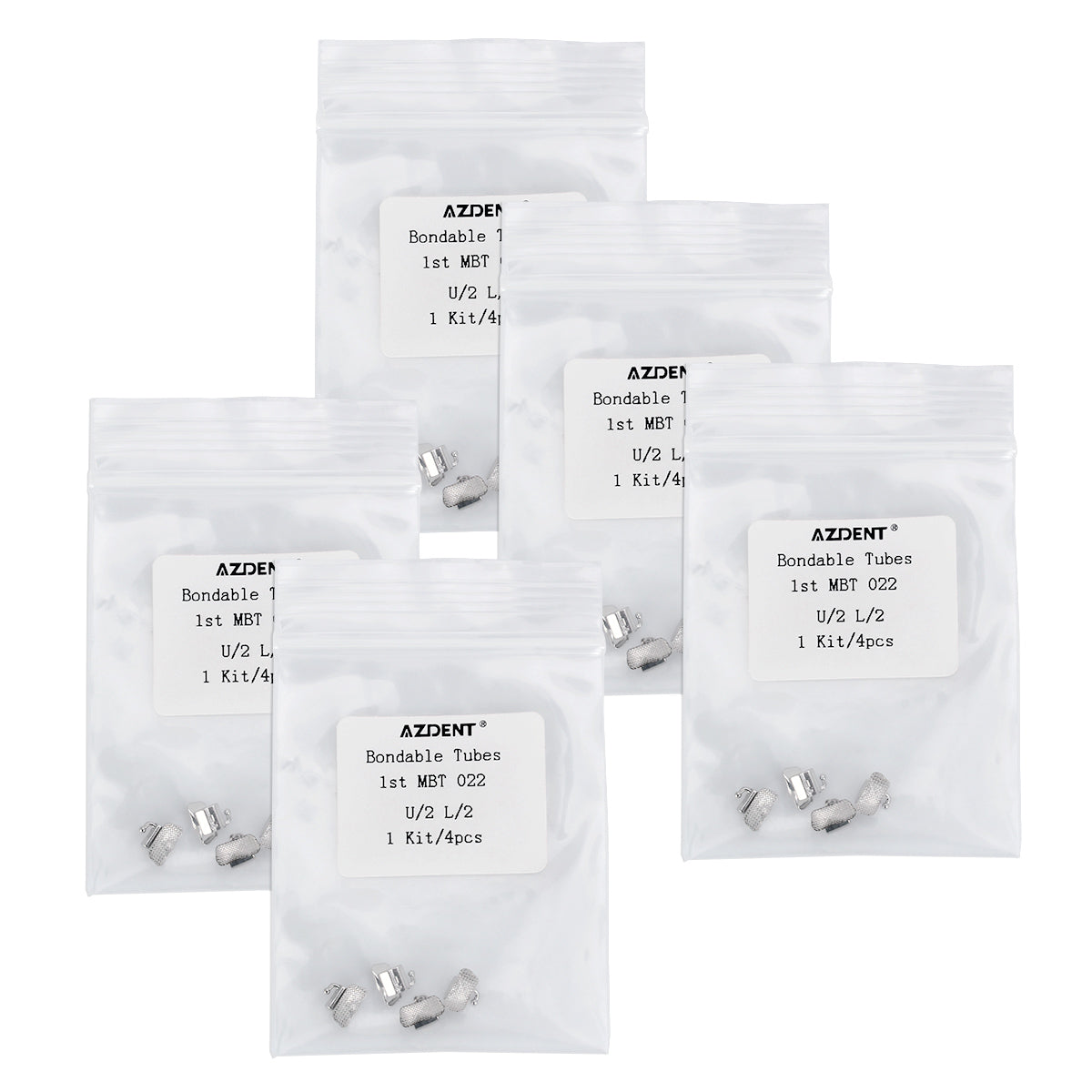 5 Bags AZDENT Dental Orthodontic Bondable Tube 1st Molar Non-Convertible MBT 0.022 U2L2 4pcs/Bag - azdentall.com