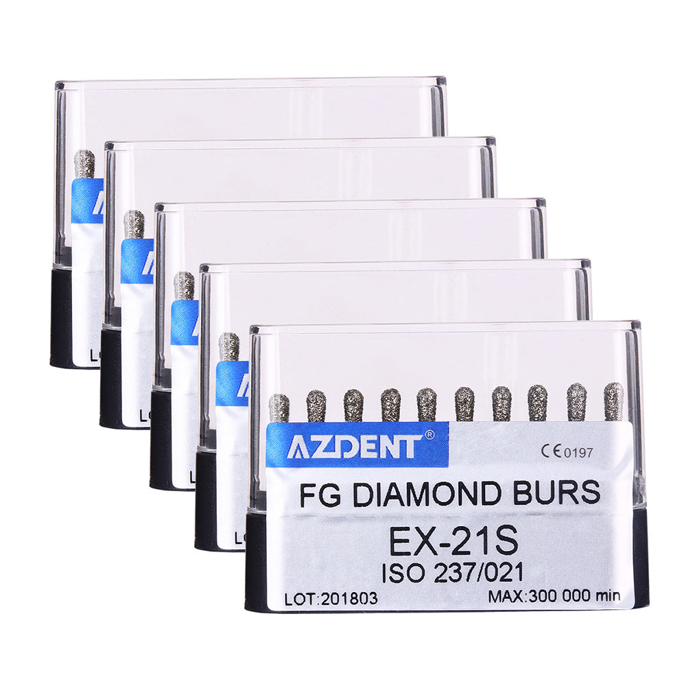 AZDENT FG Diamond Burs EX-21S 10pcs/Box-azdentall.com