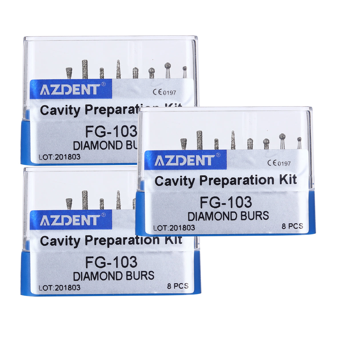 AZDENT Dental Diamond Bur FG-103 Cavity Preparation Kit 8pcs/Kit-azdentall.com