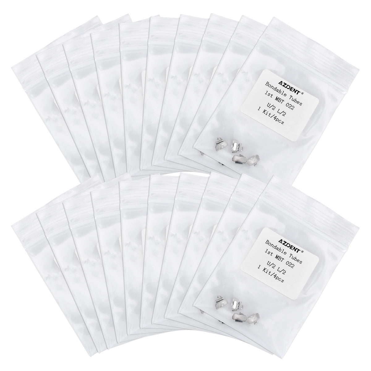 20 Bags AZDENT Dental Orthodontic Bondable Tube 1st Molar Non-Convertible MBT 0.022 U2L2 4pcs/Bag - azdentall.com