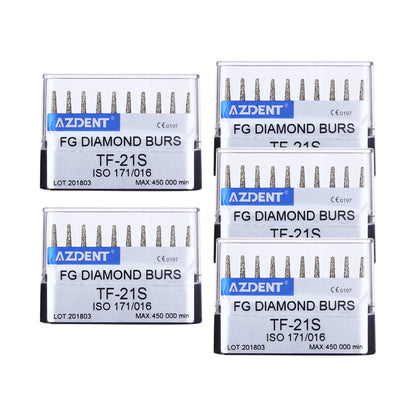 AZDENT FG Diamond Burs TF-21S 10pcs/Box-azdentall.com