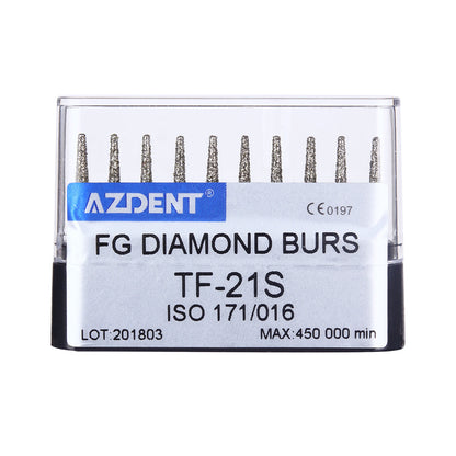 AZDENT FG Diamond Burs TF-21S 10pcs/Box-azdentall.com