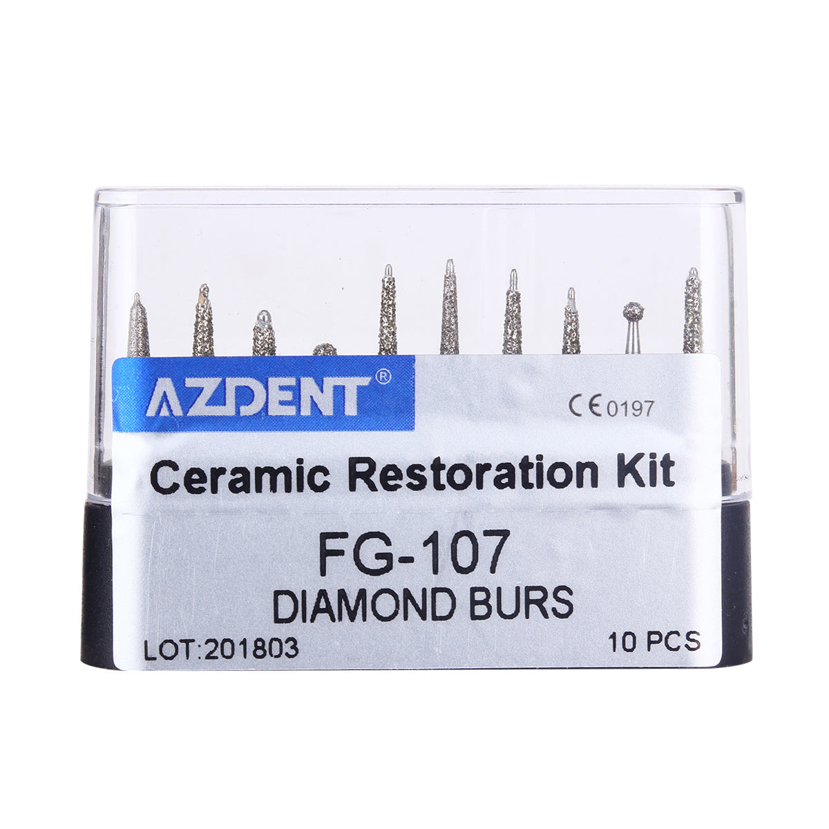 AZDENT Dental Diamond Bur FG-107 Ceramic Restoration Kit 10pcs/Kit-azdentall.com