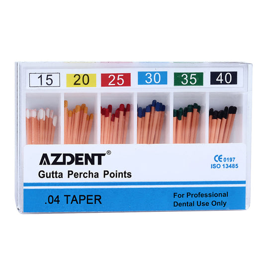 AZDENT Gutta Percha Points Assorted #15-40 Taper Size 0.04 Color Coded 60/Box-azdentall.com