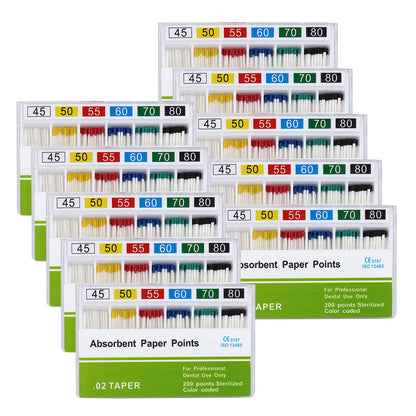 Absorbent Paper Points #15-80 Taper Size 0.02 Color Coded 8 Models 200/Box-azdentall.com