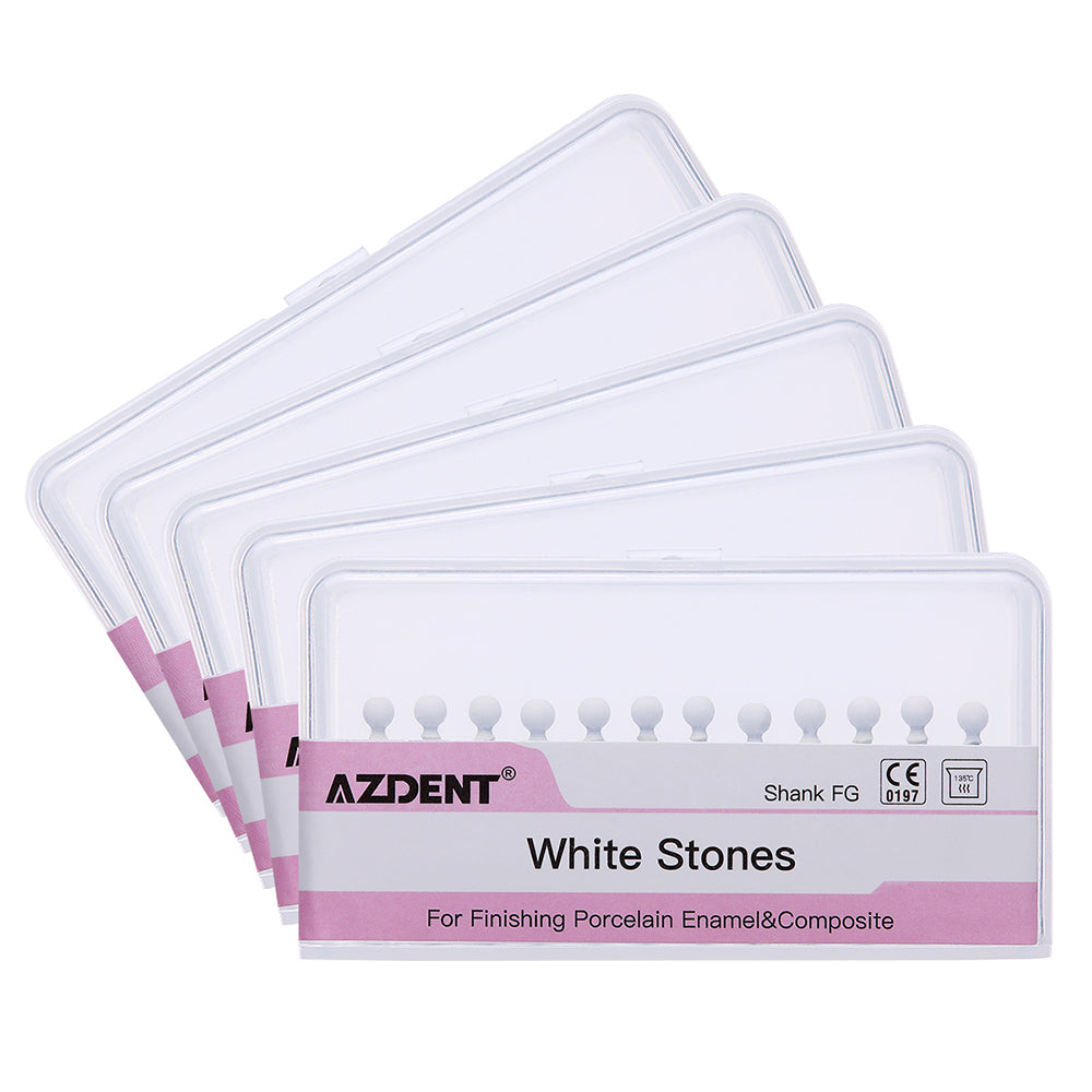 AZDENT Dental Polishing FG Burs Round Shape White Stone 12pcs/Kit-azdentall.com