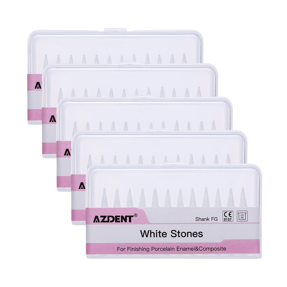 AZDENT Dental Polishing FG Burs Cone Shape White Stone 12pcs/Kit-azdentall.com