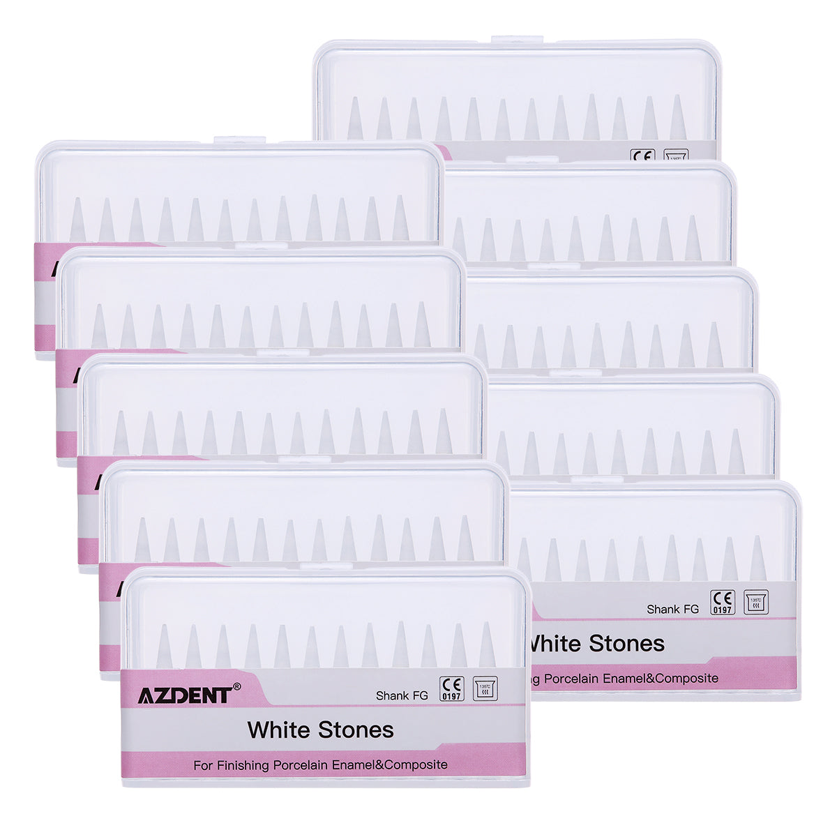 AZDENT Dental Polishing FG Burs Cone Shape White Stone 12pcs/Kit-azdentall.com