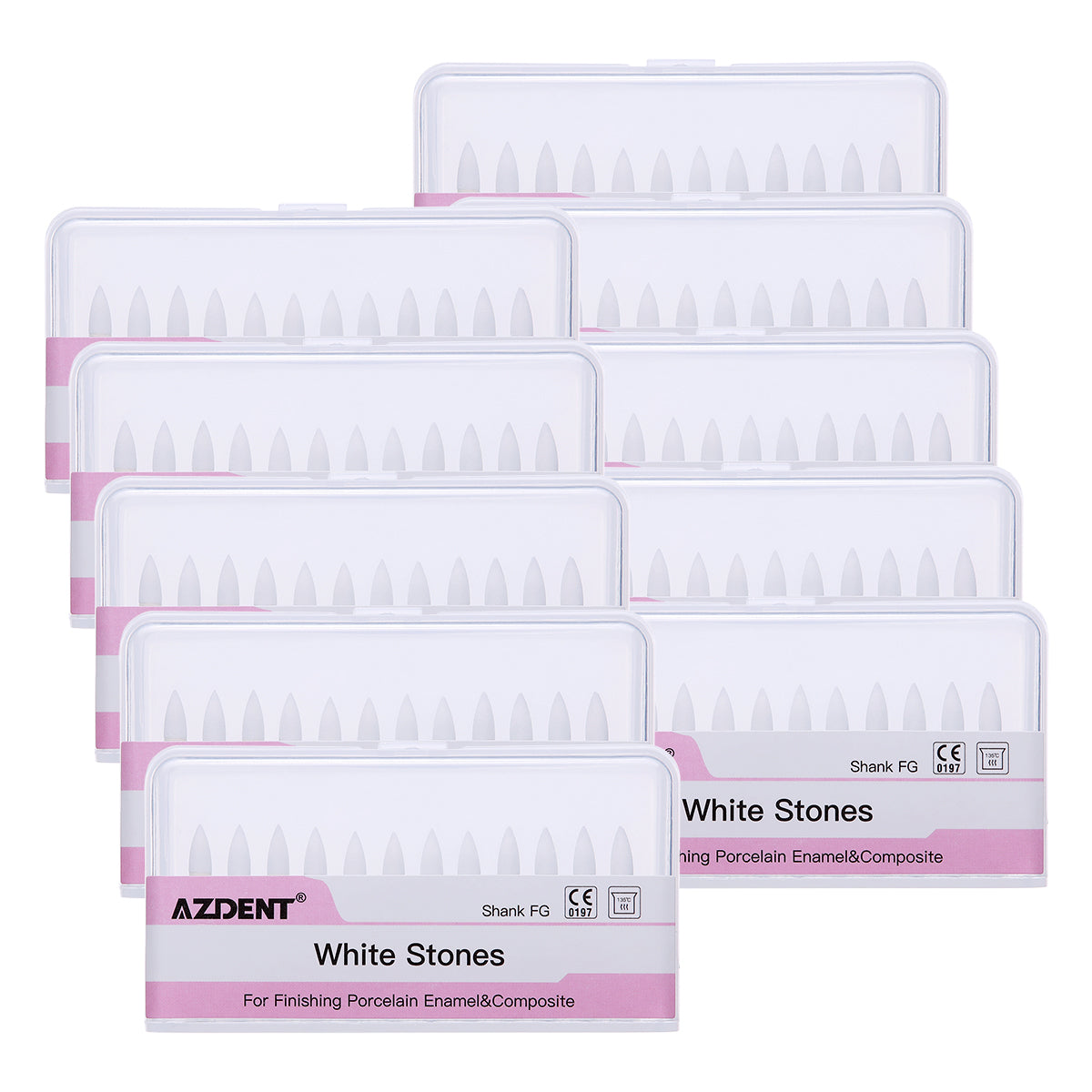 10boxes AZDENT Dental Polishing FG Burs Flame Shape White Stone 12pcs/Kit-azdentall.com