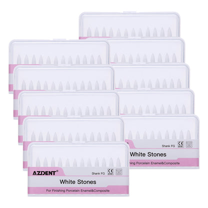 10boxes AZDENT Dental Polishing FG Burs Flame Shape White Stone 12pcs/Kit-azdentall.com