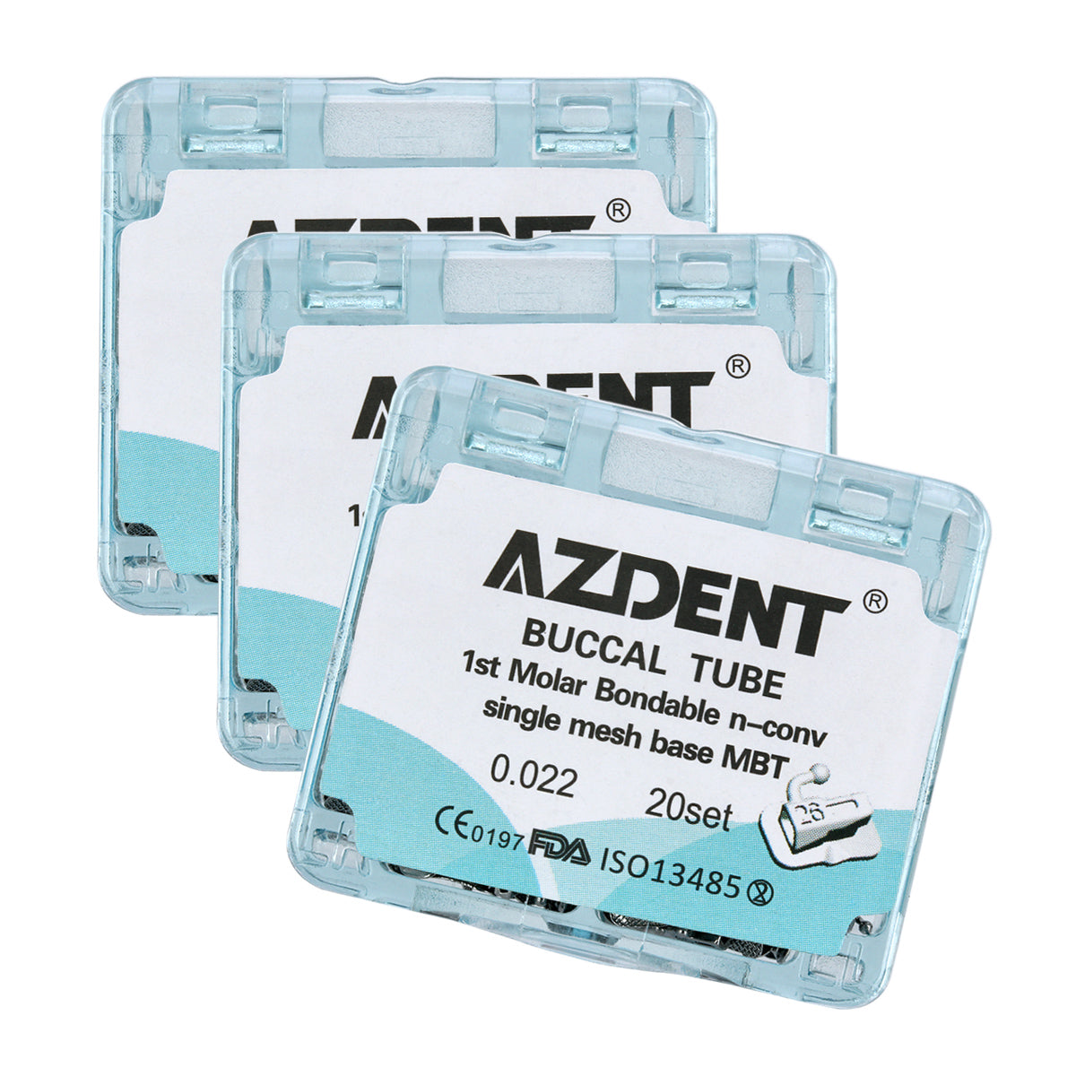 3 Boxes AZDENT Dental Orthodontic Buccal Tube 1st Molar Bondable Split Non-Convertible MBT 0.022 20Sets/Box - azdentall.com