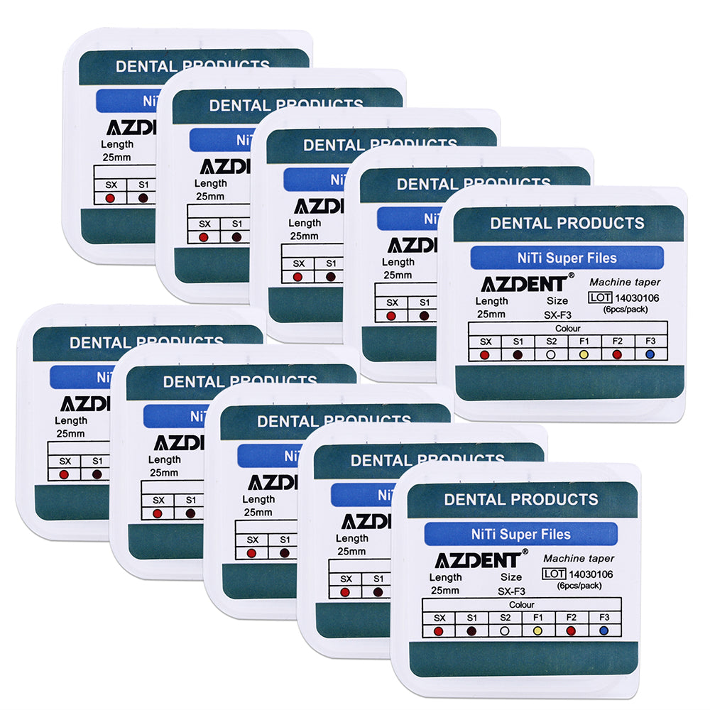 AZDENT Dental NiTi Protaper Rotary Engine Files 25mm Assorted SX-F3 6pcs/Pk-azdentall.com