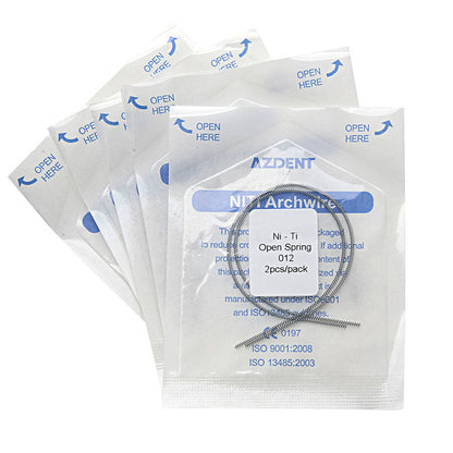 5 Packs AZDENT Dental Open Coil Spring NITI Alloy 0.012*180mm 2pcs/Pk - azdentall.com