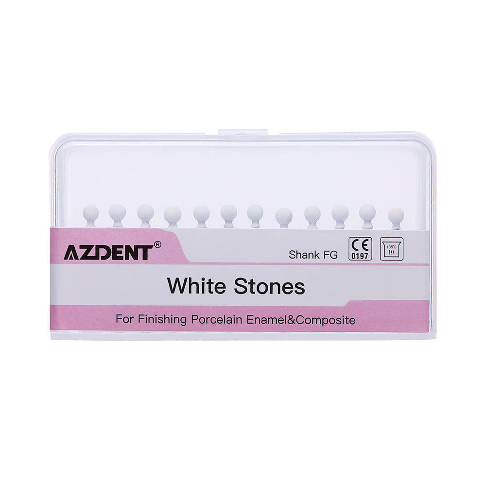 AZDENT Dental Polishing FG Burs Round Shape White Stone 12pcs/Kit-azdentall.com