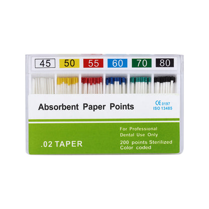 Absorbent Paper Points #15-80 Taper Size 0.02 Color Coded 8 Models 200/Box-azdentall.com