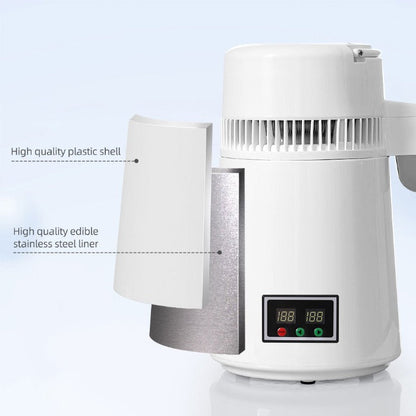 Water Distiller Stainless Steel Plastic Bucket Double Screen Button with Adjustable Temperature 4L - azdentall.com