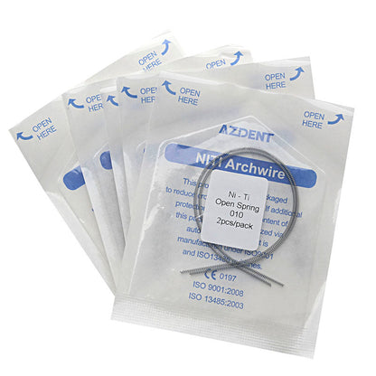 5 Packs AZDENT Dental Open Coil Spring NITI Alloy 0.010* 180mm 2pcs/Pk - azdentall.com