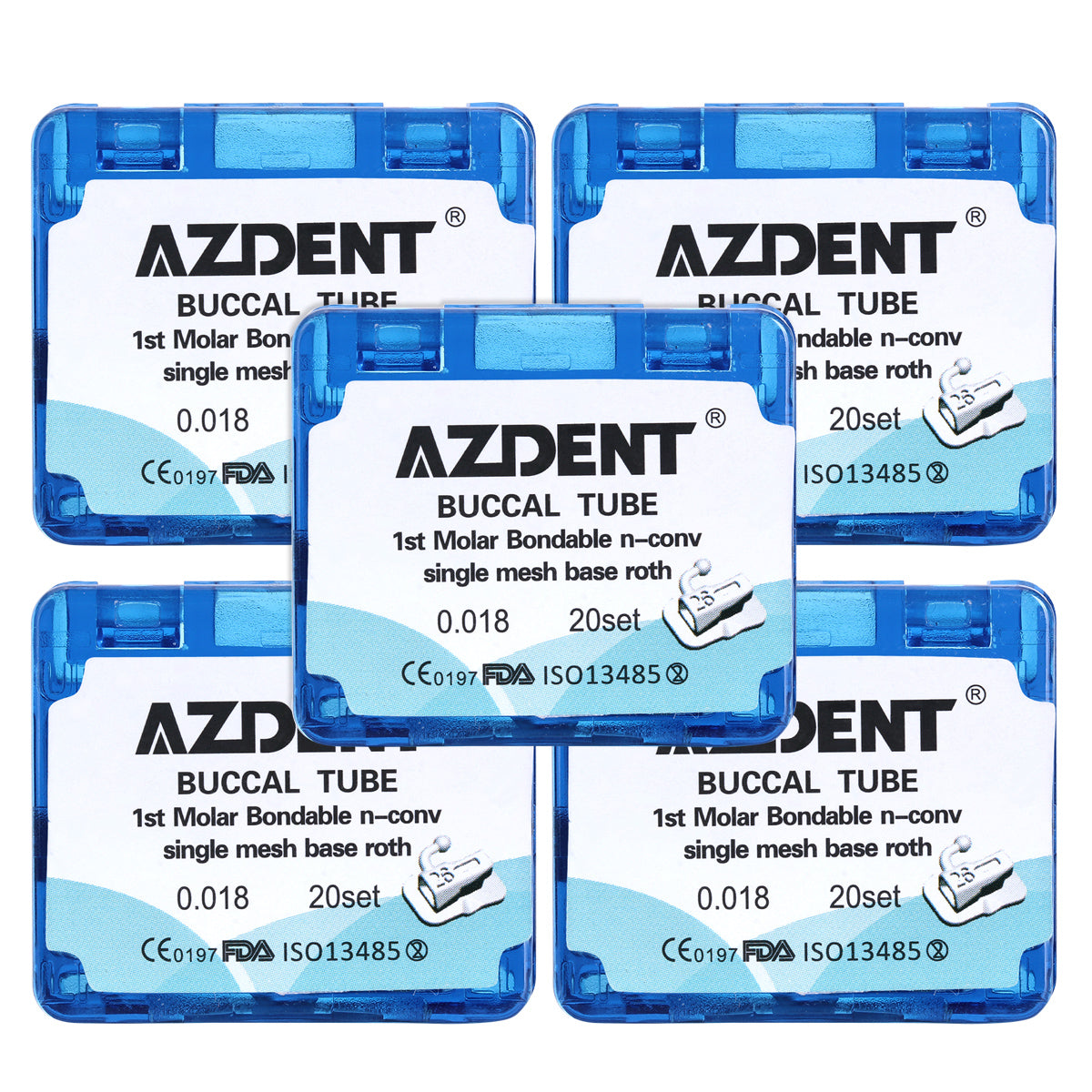 5 Boxes AZDENT Dental Orthodontic Buccal Tube 1st Molar Bondable Split Non-Convertible Roth 0.018 80pcs/Box - azdentall.com