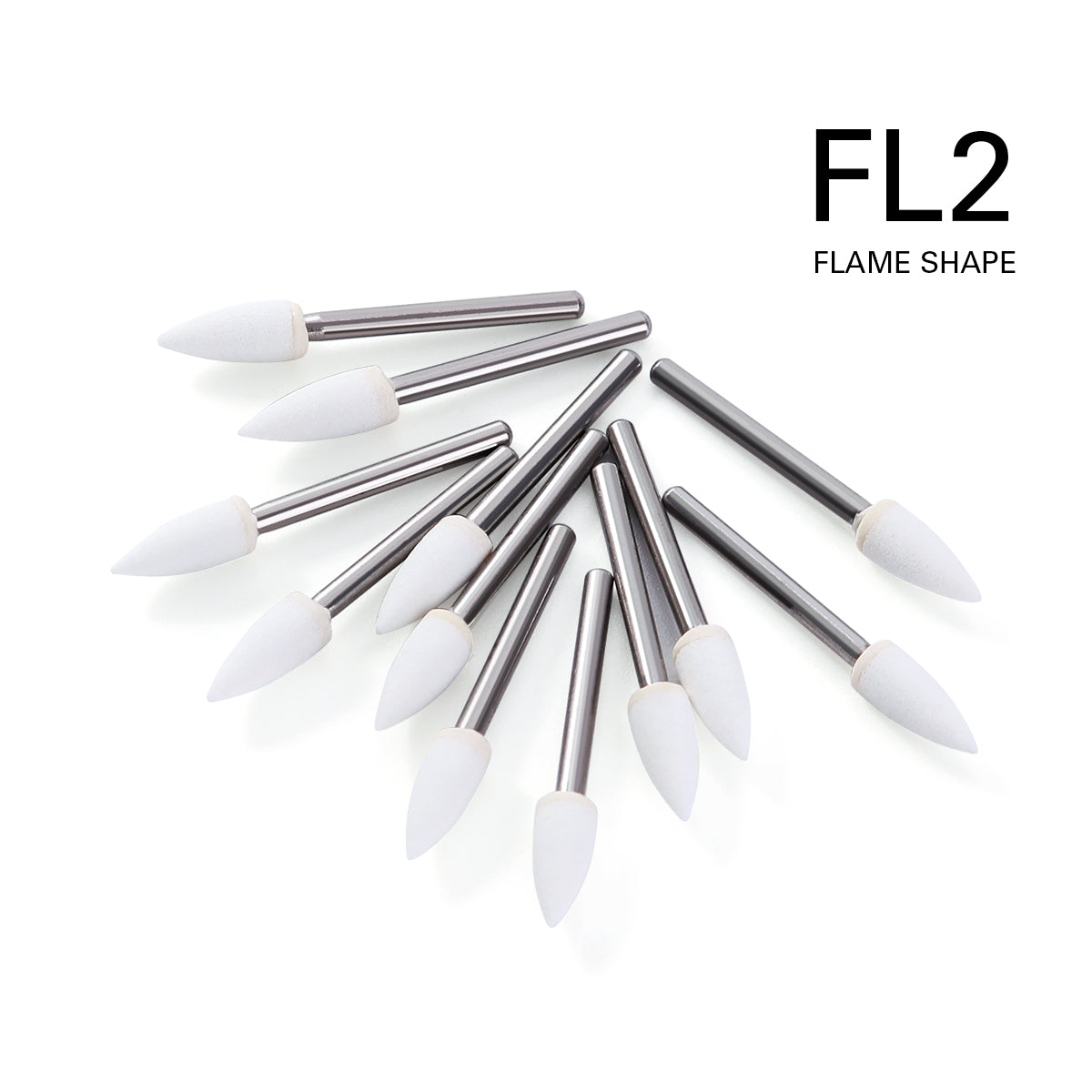 AZDENT Dental Polishing FG Burs Flame Shape White Stone 12pcs/Kit-azdentall.com